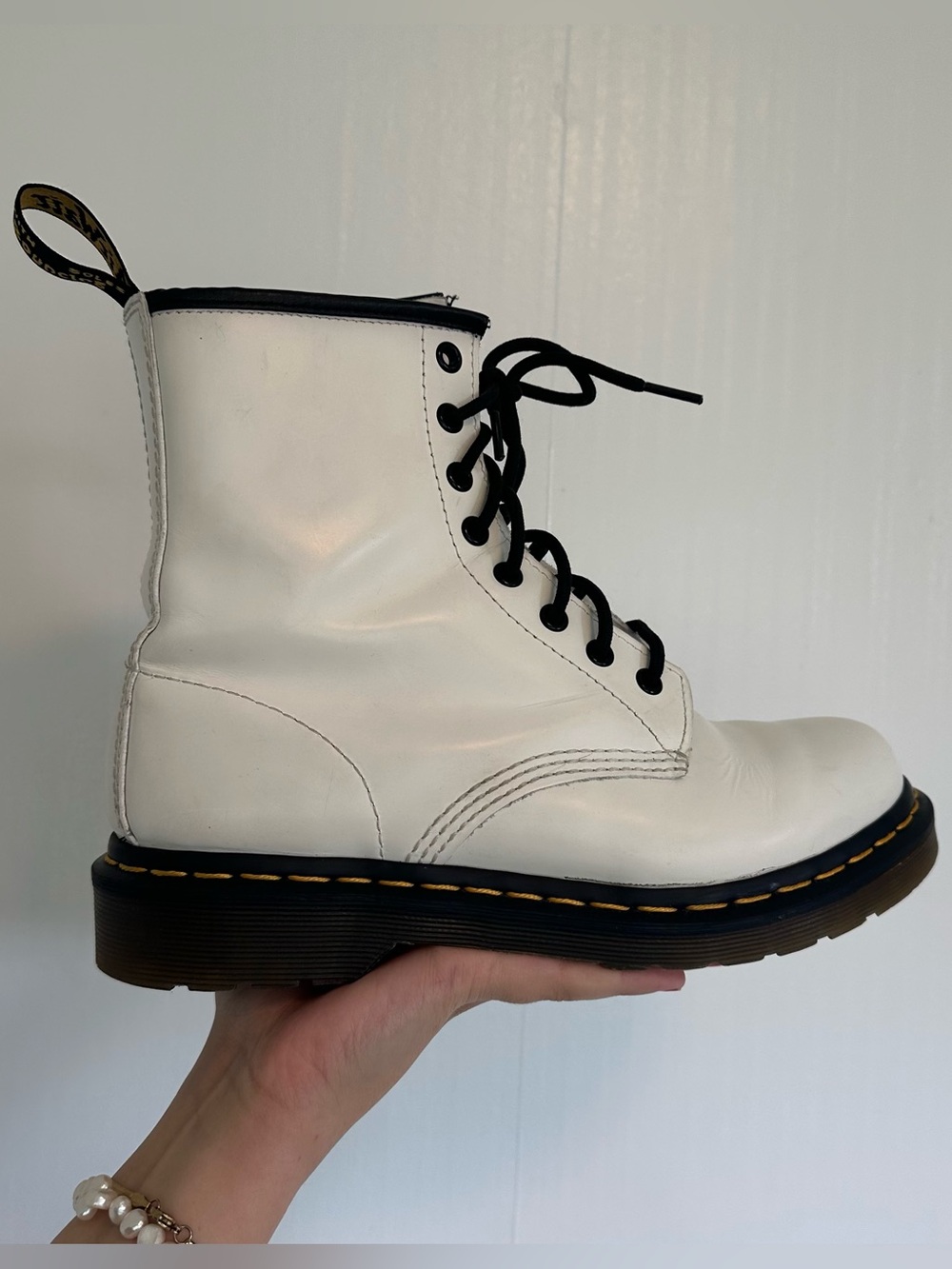 White Leather Lace Up Dr Martens